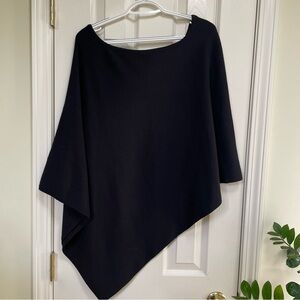 Chicos Black silk blend asymmetrical poncho s/M